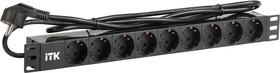 PH22-9D1-P, Блок розеток PDU 9 розеток DIN49440 1U шнур 2м вилка и DIN49441 профиль из ПВХ черный – купить оптом и в розницу
