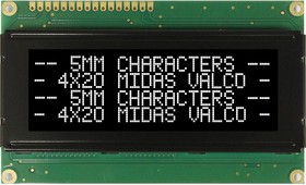 Фото 1/2 MC42005A12W-VNMLW MC42005 Alphanumeric LCD Display Black, 4 Rows by 20 Characters, Transmissive
