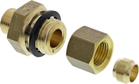 Фото 1/3 0101 06 13, Brass Pipe Fitting, Straight Compression Coupler, Male G 1/4in to Female 6mm