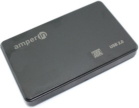 Фото 1/2 Корпус для жесткого диска Amperin AM25U2PB 2,5" USB 2.0 пластиковый, черный