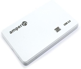 Фото 1/2 Корпус для жесткого диска Amperin AM25U2PW 2,5" USB 2.0 пластиковый, белый