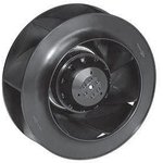 R2E220-AA52-46, Fan Motorized Impeller - 240VAC - Round - 221.4mm Dia - Ball - 2550 RPM - 4 Wire Leads with Splice Terminals.