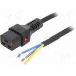 IEC-PC1371, Кабель, IEC C19 "мама", провода, 5м, с замком IEC Lock, черный