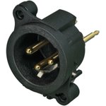 NC3MAAV-0, XLR Connectors 3P MALE VERT CHASS PANEL ISOL