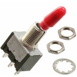 M2012SS1W01-BC, Toggle Switches ON-ON .413 BAT .350 BUSHING SLDR RED CAP