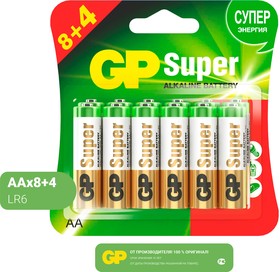 Фото 1/5 Батарейка GP Super Alkaline АА (LR6) 15A8/4-2CR12