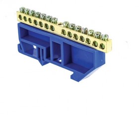 Photo 1/10 sn0-63-14- d, Zero bus N 6x9 14 open. brass blue. PROxima DIN rail insulator