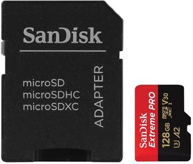 Фото 1/7 Micro SecureDigital 128GB SanDisk Extreme Pro microSD UHS I Card 128GB for 4K Video on Smartphones, Action Cams & Drones 200MB/s Read, 90MB/