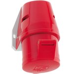 112002, IP44 Red Wall Mount 3P + N + E Industrial Power Socket, Rated At 32A, 415 V