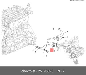 25195896, ШТУЦЕР ТРУБКИ ТУРБИНЫ