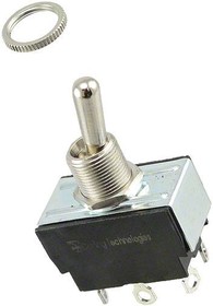 Фото 1/2 2GM50-73, Toggle Switches 2-pole, ON - OFF - ON, 10A/15A 250VAC/125VAC 3/4 HP, Non-Illuminated Bat Style Toggle Switch with Solder Lug