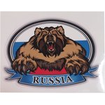06811/062617, Наклейка-знак виниловая "RUS-флаг медведь" 10х14см (овал) в ...