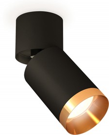 Фото 1/3 Ambrella Комплект накладного поворотного светильника XM6313044 SBK/BK/PYG черный песок/черный/золото желтое полированное MR16 GU5.3 (A2221,