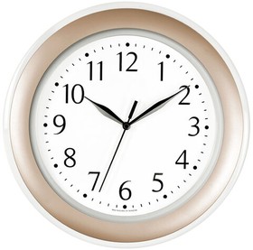 Фото 1/5 Часы настенные TROYKATIME (TROYKA) 122281201, круг, белые, золотая рамка, 30х30х3,8 см