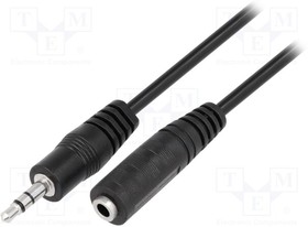 CV202-050-PB, Cable; Jack 3.5mm socket,Jack 3.5mm plug; 5m; black; PVC