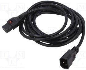 IEC-PC1070, Cable; IEC C13 female,IEC C14 male; PVC; 4m; black; 10A; 250V