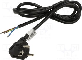 AK-OT-01P, Cable; 3G1mm2; CEE 7/7 (E/F) plug angled,wires; PVC; 1.5m; Schuko