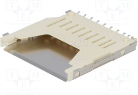 GSD090012SEU, Гнездо памяти, SD, Push-Push, 9 контакт(-ов), Фосфористая Бронза, Контакты с Покрытием из Золота