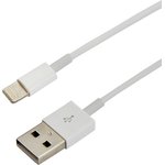 18-1121, Кабель USB-A - Lightning для Apple, 2,4А, 1м, ПВХ, белый,