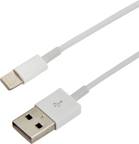 Фото 1/3 18-1121, Кабель USB-A - Lightning для Apple, 2,4А, 1м, ПВХ, белый,
