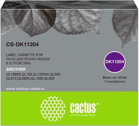 Фото 1/4 Картридж ленточный Cactus CS-DK11204 черный для Brother P-touch QL-500, QL-550, QL-700, QL-800