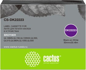 Фото 1/3 Картридж ленточный Cactus CS-DK22223 DK-22223 черный для Brother P-touch QL-500, QL-550, QL-700, QL-800