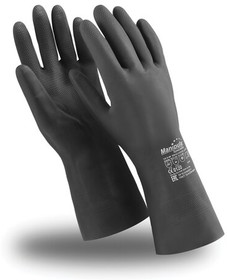 Перчатки неопреновые MANIPULA ХИМОПРЕН, хлопчатобумажное напыление, К80/Щ50, размер 9-9,5 (L), черные, CG-973