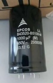 Фото 1/2 Конденсатор EPCOS B43455-B5108-M, 1000mF, 450V DC