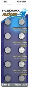 Pleomax AG10 (389) LR1130, LR54 Button Cell (100/1000/70000) (10 шт. в уп-ке)