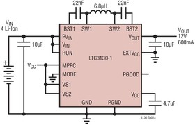 LTC3130EUDC-1#PBF, Преобразователь постоянного тока 2.4В до 25В понижающий/повышающий одиночный выход 12В 0.6А 20-Pin QFN EP туба