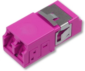 36A-40-2L-11MG, Оптический адаптер OM4, дуплекс LC, без фланцев, со шторками, пурпурный