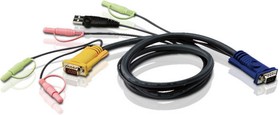 Фото 1/2 ATEN 2L-5305U, КВМ-кабель USB для соединения с ПК HDB USB и аудио