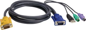 Фото 1/3 USB-PS/2 HYBRID CABLE. 3M, Шнур, мон., клав.+мышь USB, SPHD= HD DB15+USB A-Тип+2x6MINI-DIN, Male-4xMale, 8+8 проводов, опрессованный, 3 м