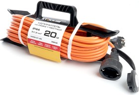 Удлинитель-шнур на рамке 1-местный с/з HM05-01-20, 31,5мм2, 20м, 16А, Home, оранжевый 39632