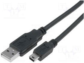 CU215-030-PB, Cable; USB 2.0; USB A plug,USB B mini plug; nickel plated; 3m