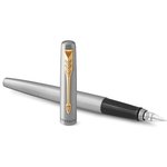 Ручка перьевая PARKER "Jotter Stainless Steel GT", корпус серебристый, позолота ...