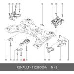 112380004R, Опора двигателя задн 1.6 16V K4M839 RENAULT FLUENCE (2010 )/MEGANE ...