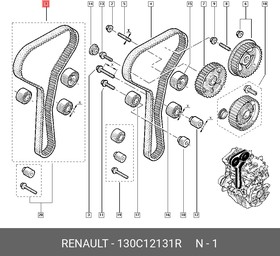 130C12131R, Комплект ГРМ (Z=128) RENAULT 1.8/2.0