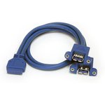 USB3SPNLAFHD, USB 3.0 Cable, Female 20 Pin Socket to Female USB A x 2 Cable, 0.5m