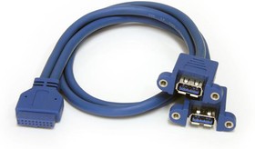 Фото 1/7 USB3SPNLAFHD, USB 3.0 Cable, Female 20 Pin Socket to Female USB A x 2 Cable, 0.5m