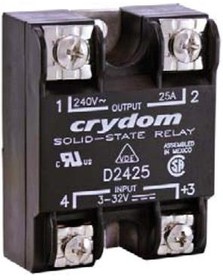 4D1225, SOLID STATE RELAY 24-280 V - PM IP00 400Hz 240VAC/25A,3-32V In,ZC