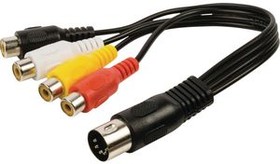CAGP20450BK02, Audio Cable, Stereo, DIN 5-Pin Plug - 4x RCA Socket, 200mm