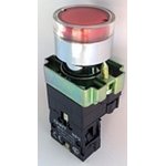 NP2-EW3465 230V LED, Кнопка без фиксации красная с подсветкой ON-(OFF)/OFF-(ON) ...