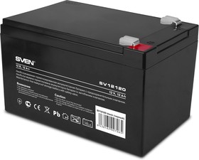 Фото 1/8 Sven SV-0222012, Батарея SVEN SV 12120 (12V 12Ah), напряжение 12В, емкость 12А*ч, макс. ток разряда 180А, макс. ток заряда 3.6А, свинцово-ки