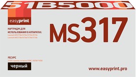 Фото 1/2 Тонер-картридж EasyPrint LL-51B5000 для Lexmark MS/MX317dn/ 417dn/517dn/617dn (2500 стр.) черный, с чипом 51B5000 (до прошивки LW75.PRL.P043