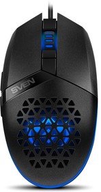 Фото 1/5 SVEN RX-G735 чёрная Игровая мышь (USB, 6 кнопок, 4000 dpi, RGB-подсветка)