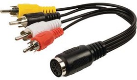 CAGP20475BK02, Audio Cable, Stereo, DIN 5-Pin Socket - 4x RCA Plug, 200mm