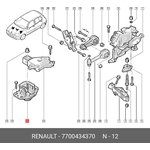 7700434370, Опора двигателя правая clio ii/kangoo