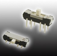 CL-SB-12A-01, Slide Switches slide , 1 pole 2 cont., top set., J-lead, silver contact, 2mm knob