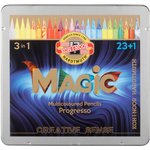 8774024004PL, Карандаши цветные цельнографитные PROGRESSO MAGIC 8774, 24шт, мет.кор